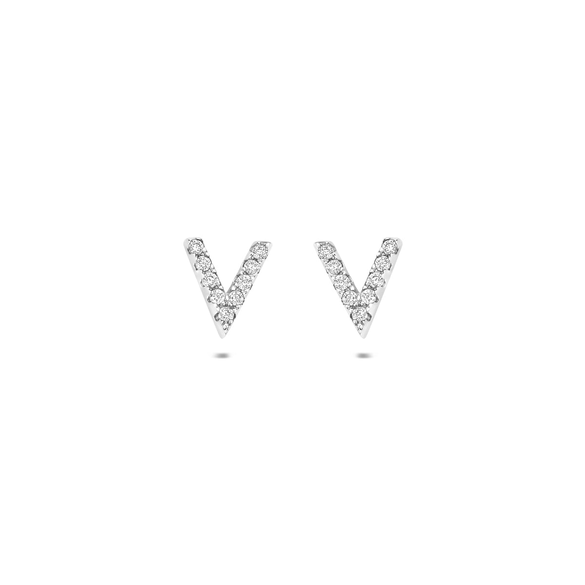 oorknoppen v zirkonia zilver gerhodineerd