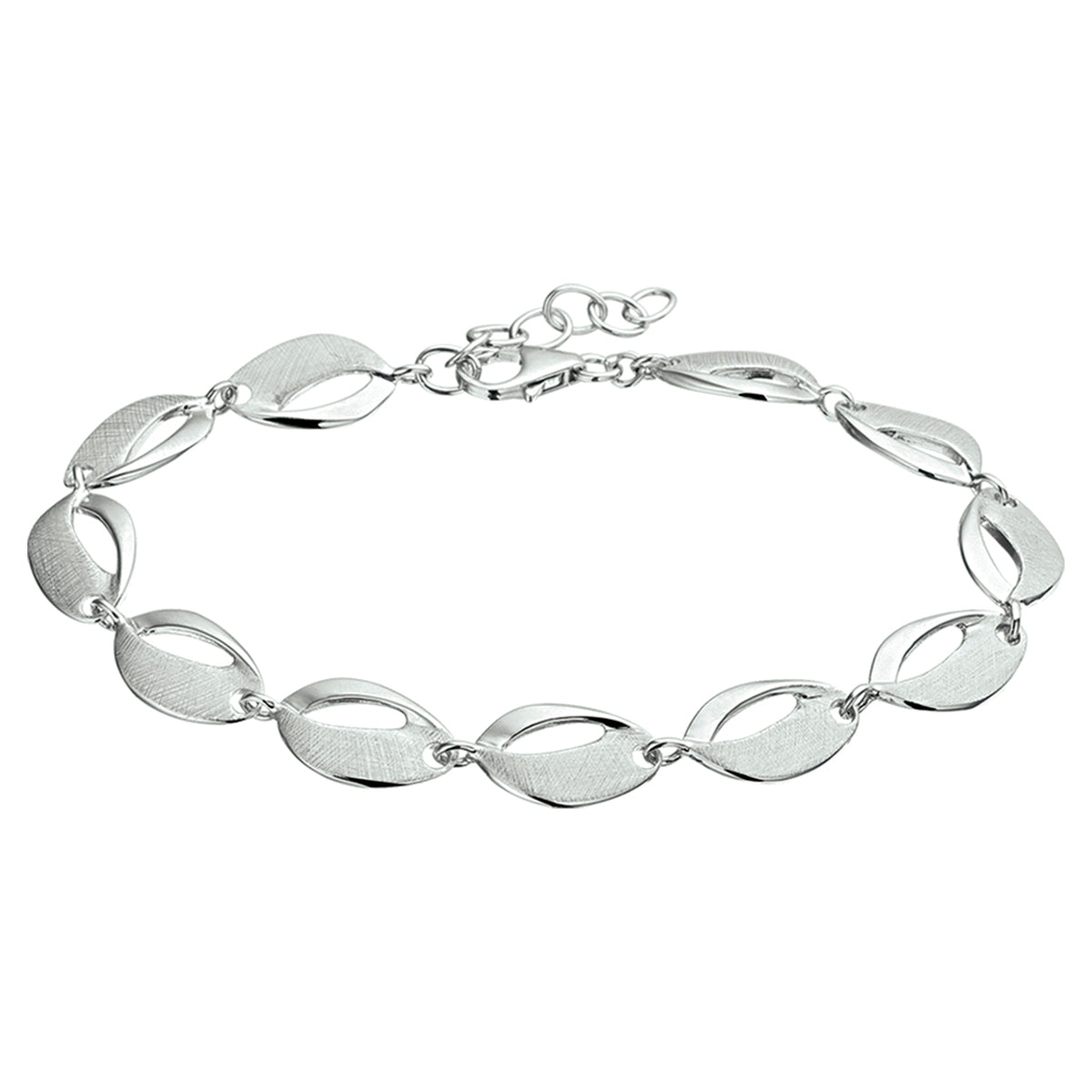 Armband gekratzt poly/matt 8,3 mm 18 + 2,5 cm Silber rhodiniert