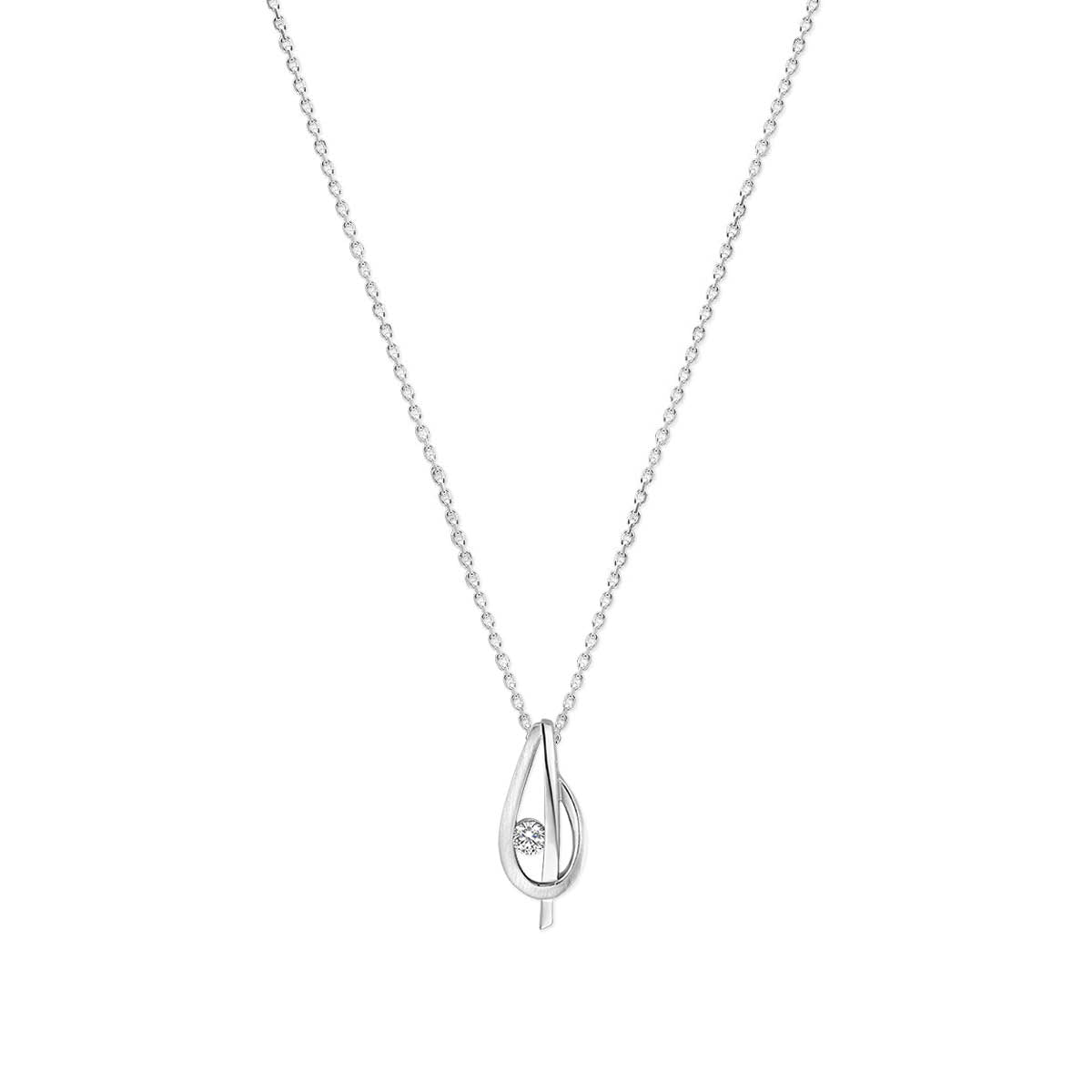 collier zirkonia poli/mat 41 + 4 cm zilver gerhodineerd
