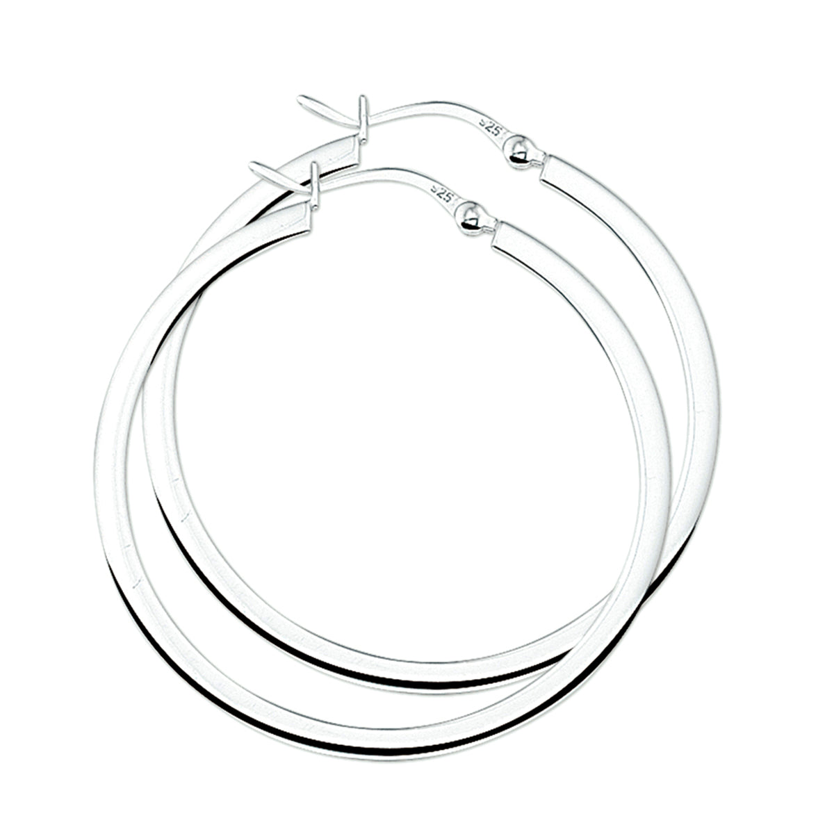 oorringen 2,5 mm vierkante buis zilver wit