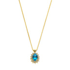 collier london blue topaas en diamant 40 - 42 - 44 cm 0.11ct h si 14K geelgoud