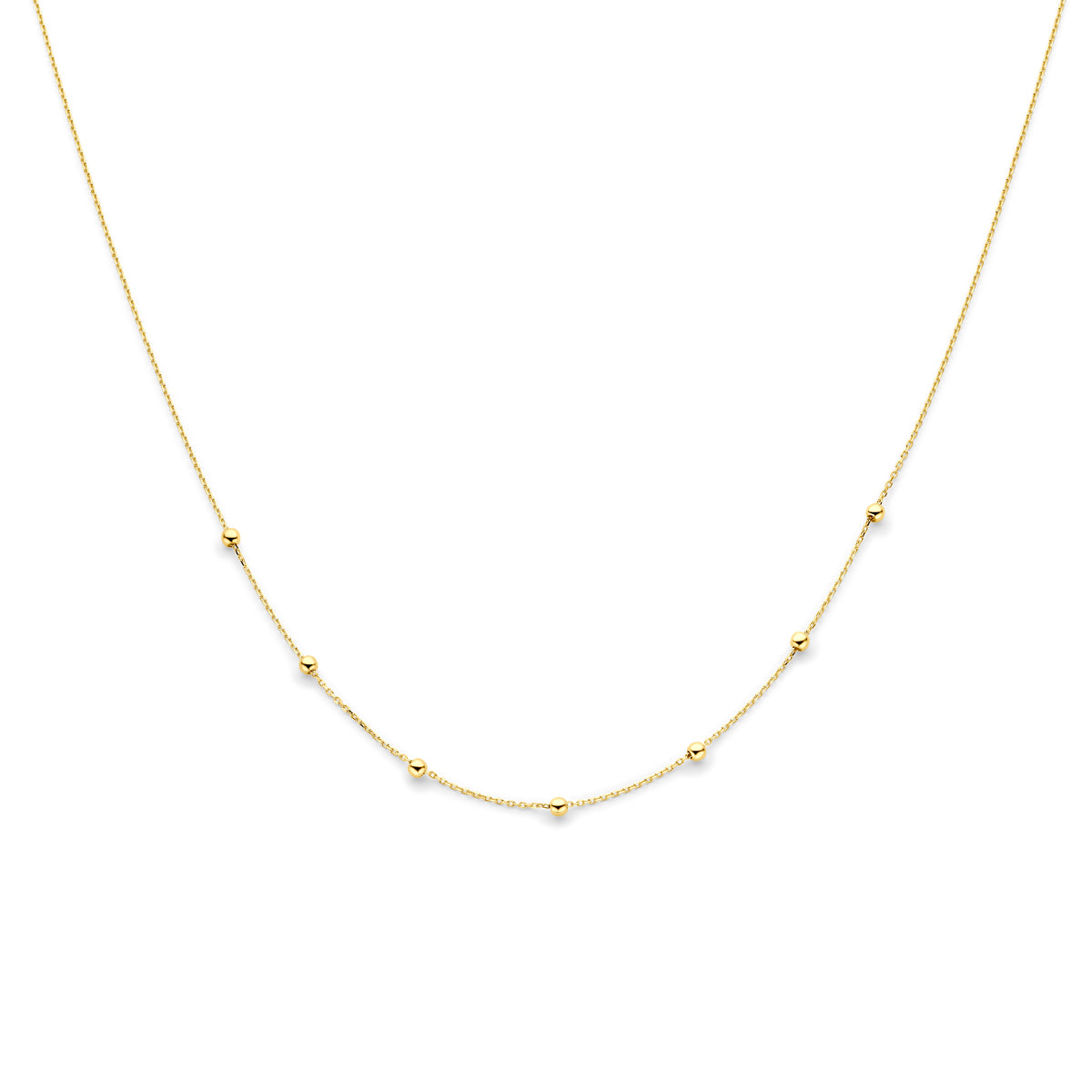 collier anker en bolletjes 1,0 mm 42 - 44 - 46 cm 14K geelgoud - rondje,bolletje,ringetje,draad