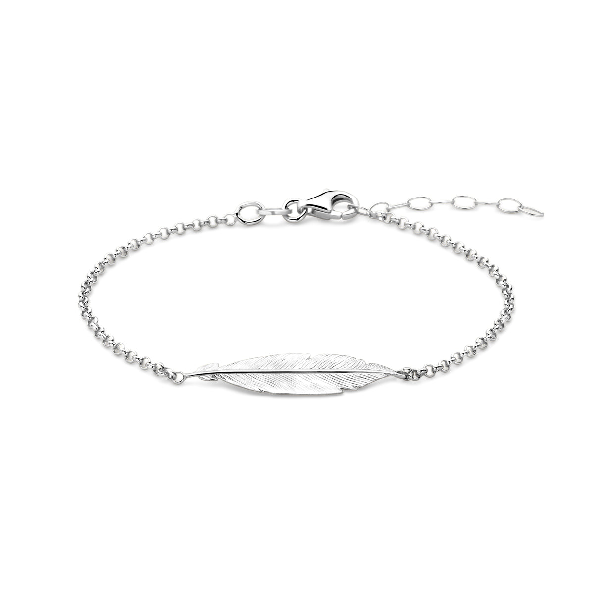 Armband Feder 16,5 + 2,5 cm Silber rhodiniert