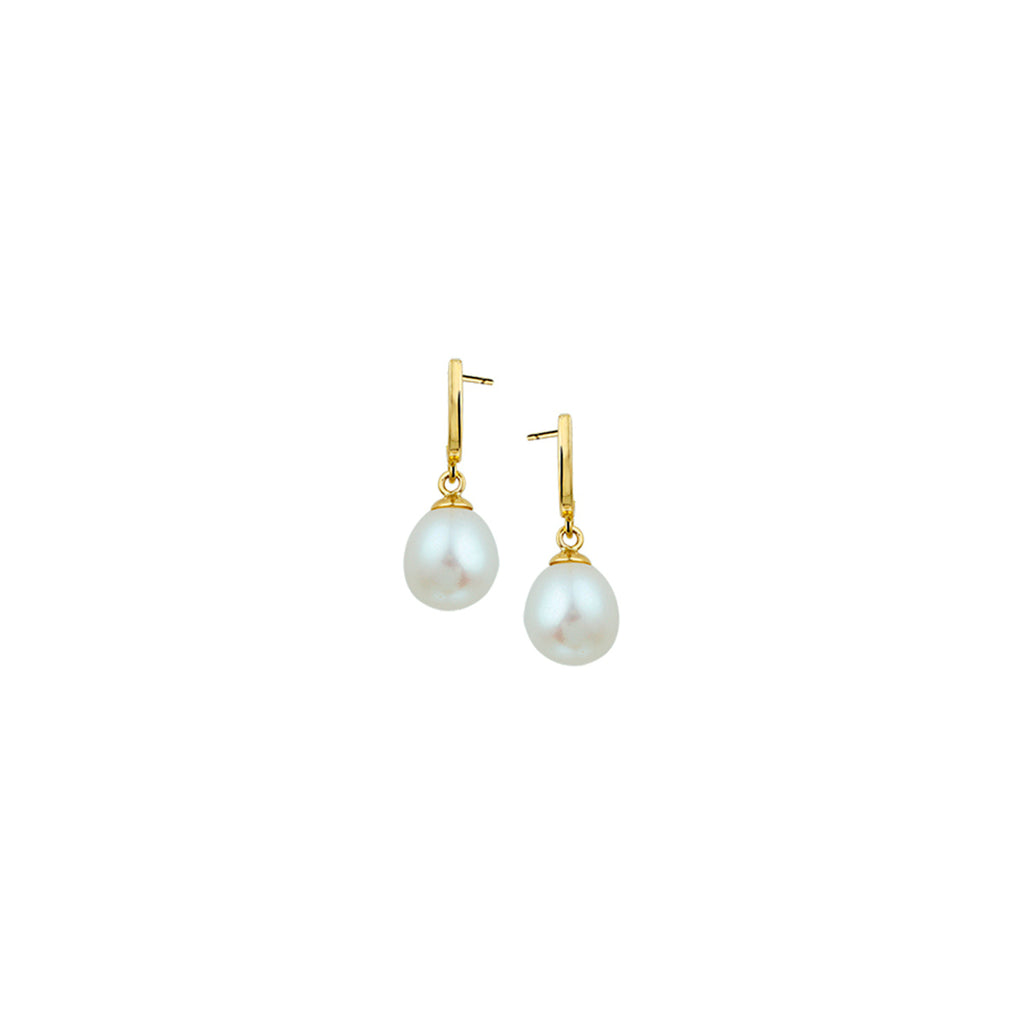 Perlenohrringe 12 x 8,5 mm 14K Gelbgold