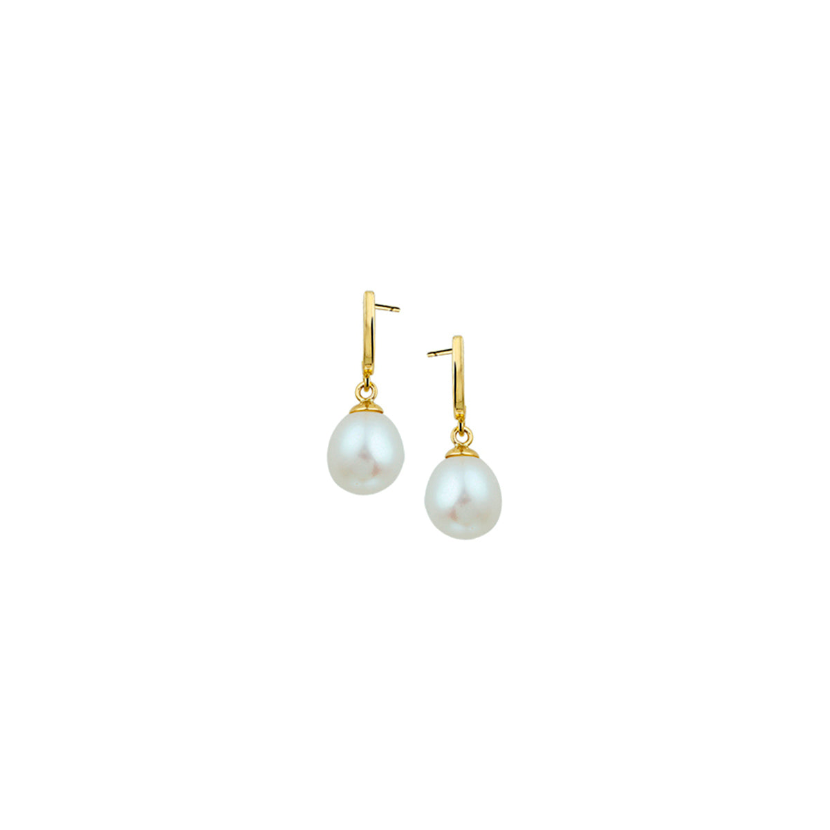 Perlenohrringe 12 x 8,5 mm 14K Gelbgold