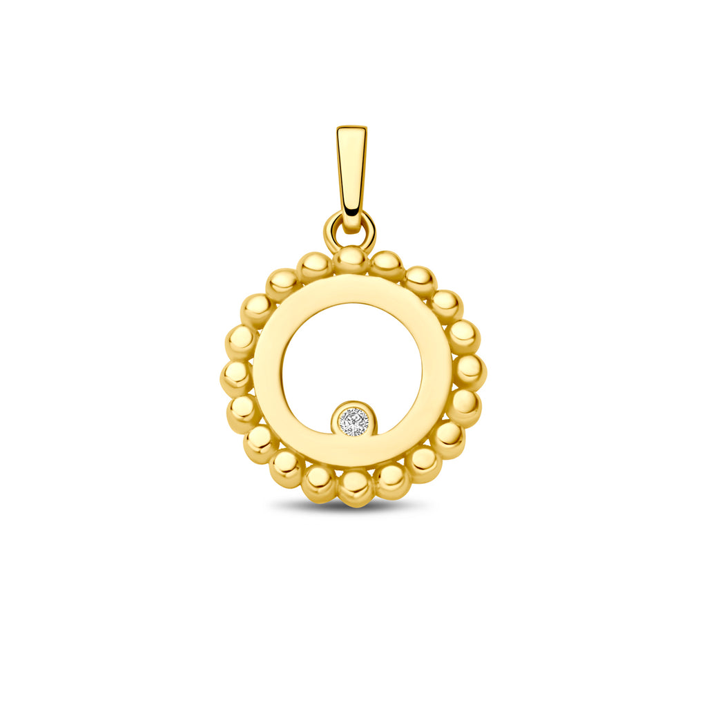 9k hanger rondje bolletjes zirkonia 13,5 mm 9K geel - rondje,bolletje,ringetje,draad