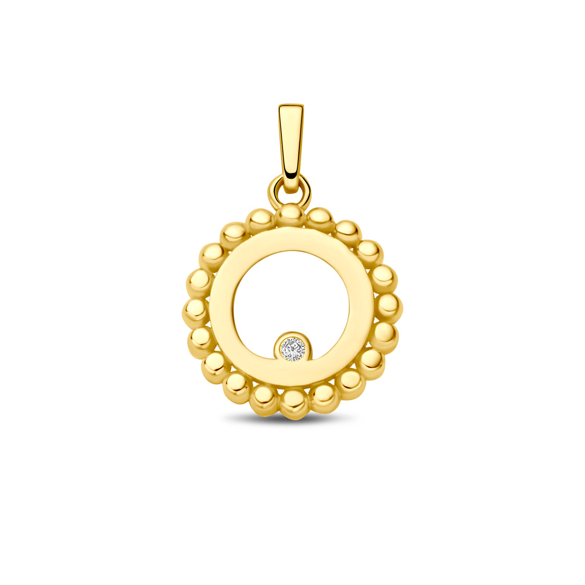 9k hanger rondje bolletjes zirkonia 13,5 mm 9K geel - rondje,bolletje,ringetje,draad