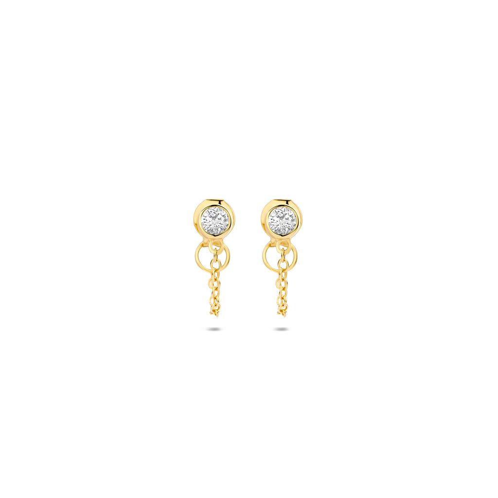 oorbellen zirkonia 25 mm 1 micron zilver verguld (geel)
