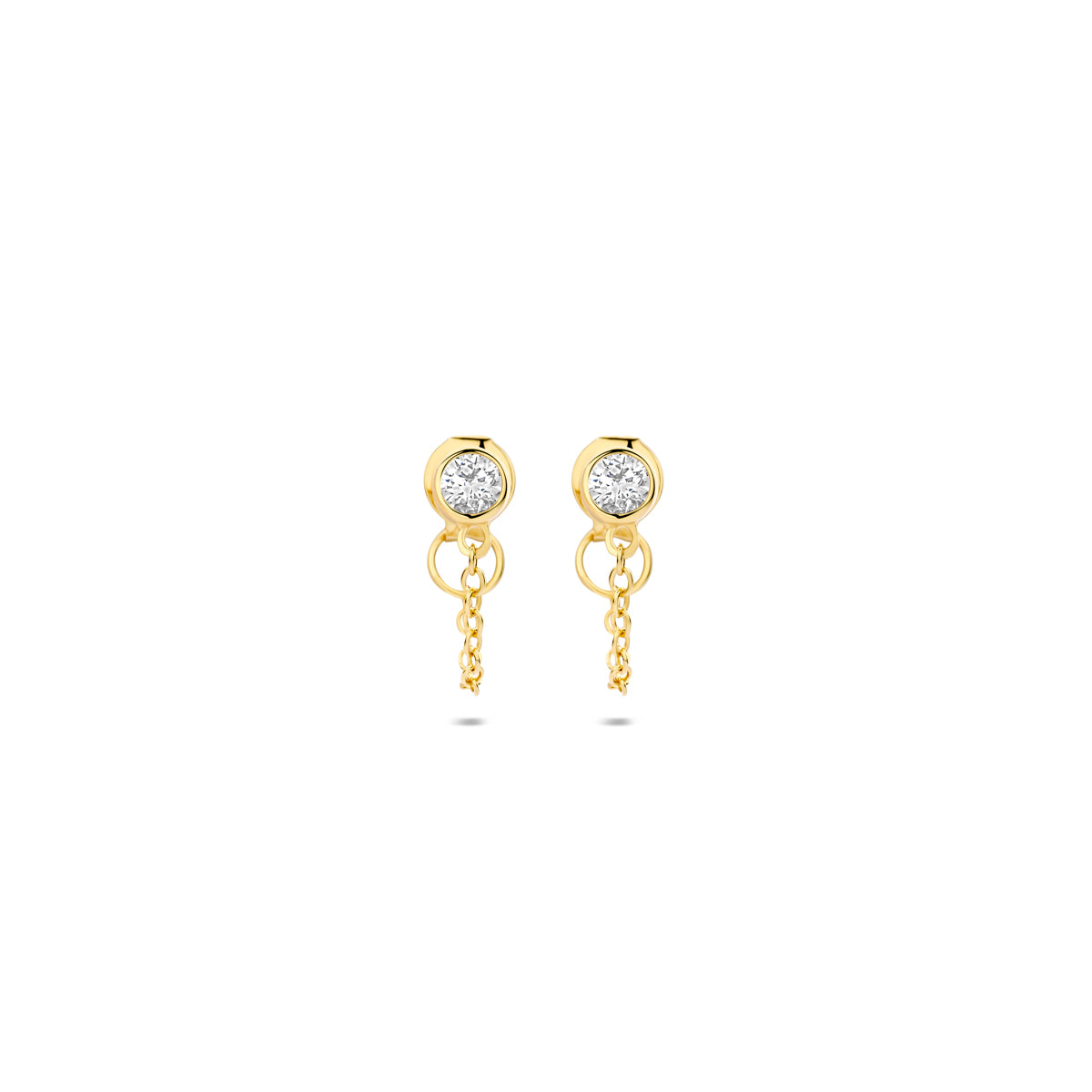 oorbellen zirkonia 25 mm 1 micron zilver verguld (geel)