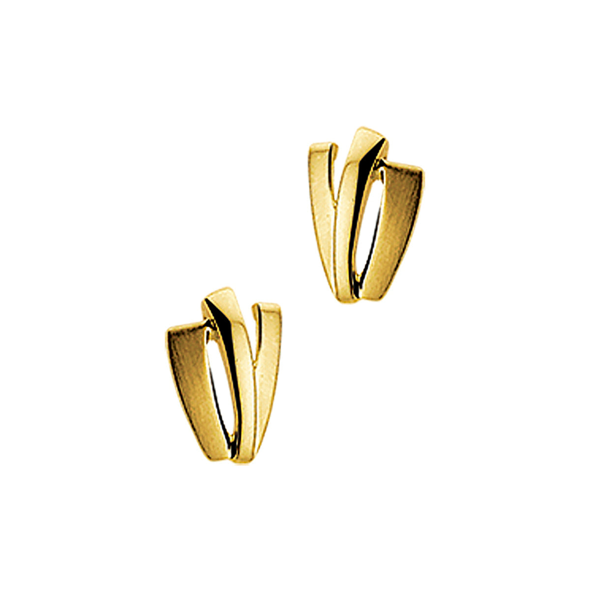 oorknoppen poli/mat 14K geelgoud