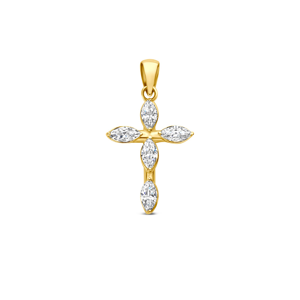 hanger kruis zirkonia 14,5 mm 14K geelgoud