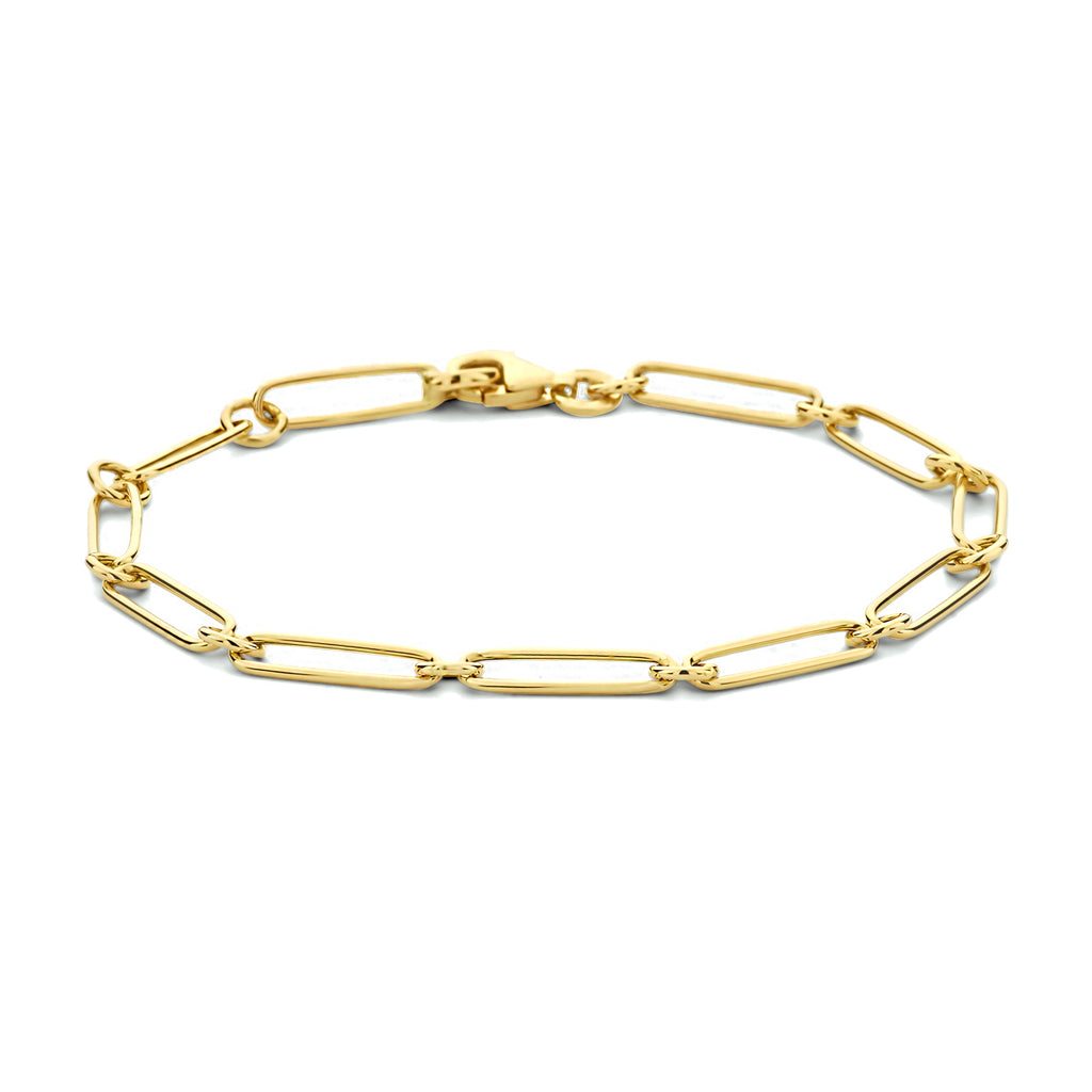 armband paperclip platte buis 4,0 mm 19 cm 14K geelgoud