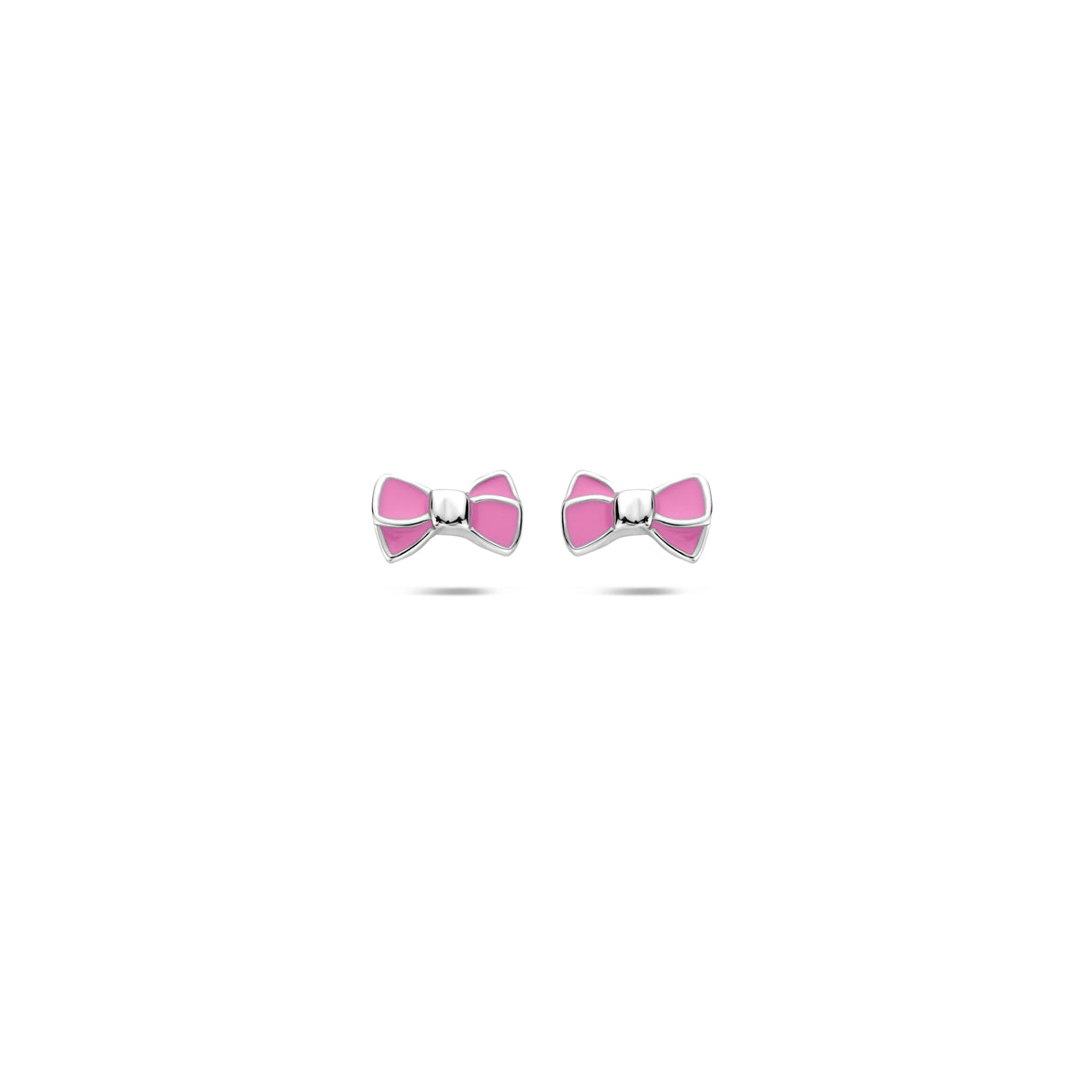 oorknoppen roze strik 4 mm zilver gerhodineerd