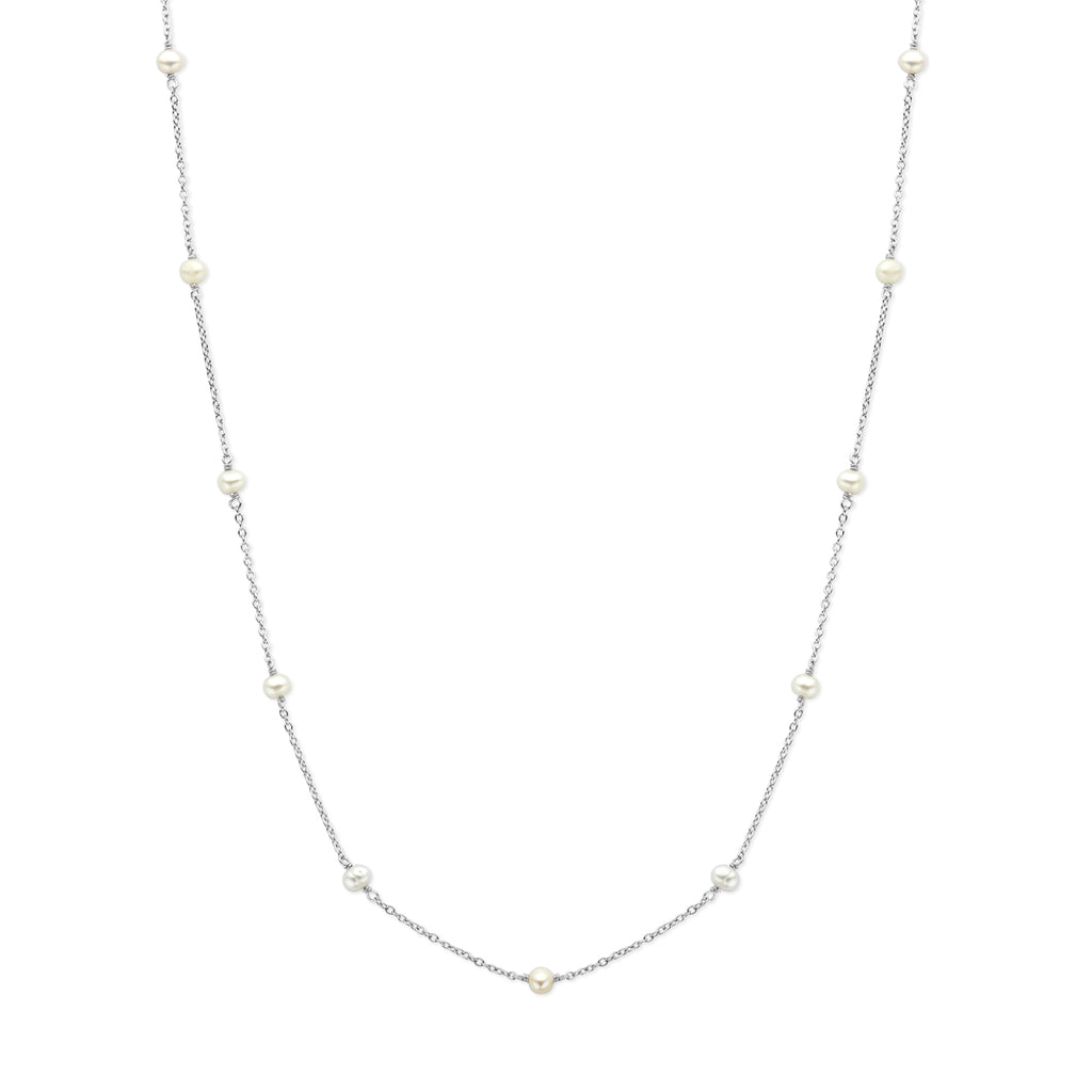 collier parels 41 + 4 cm zilver gerhodineerd