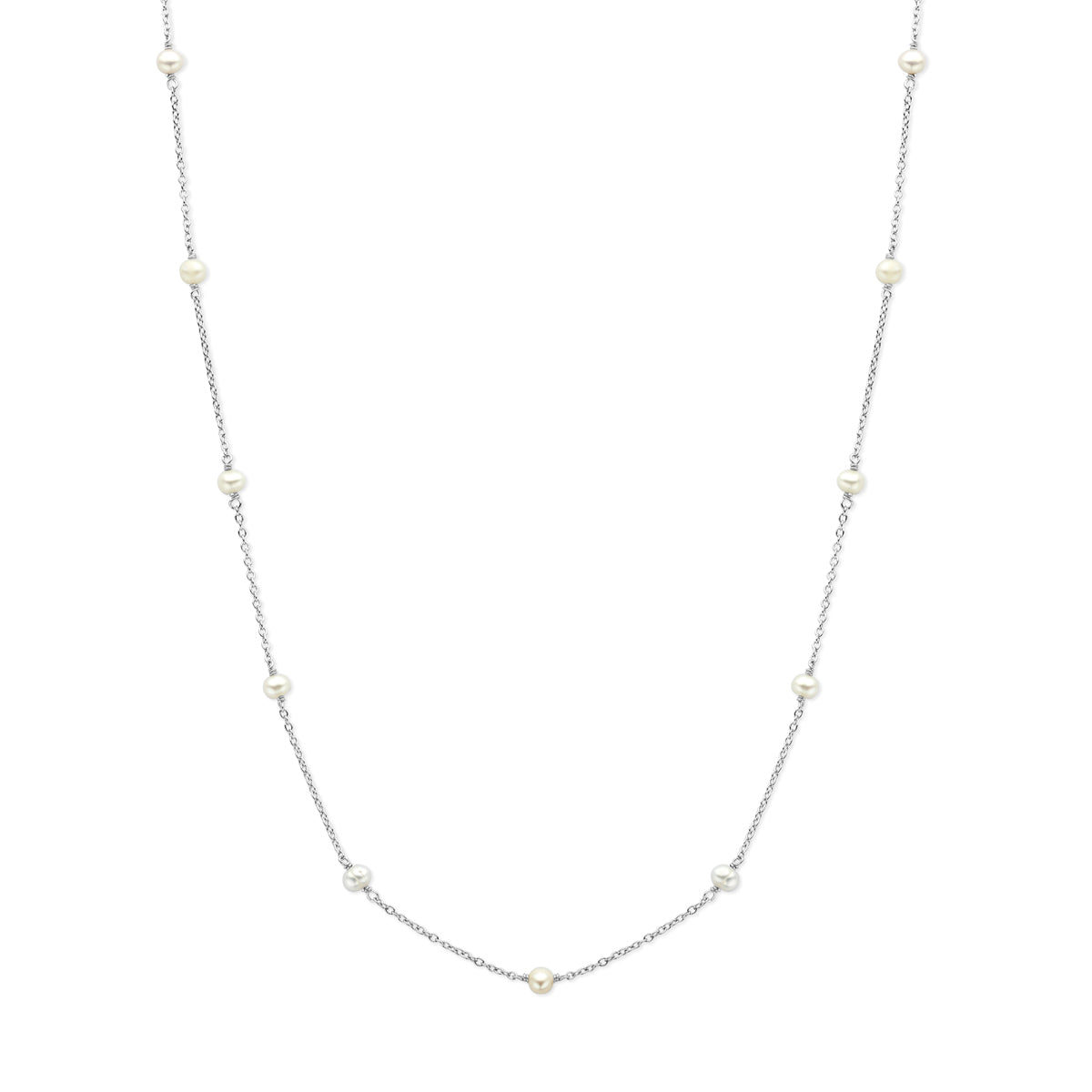 collier parels 41 + 4 cm zilver gerhodineerd
