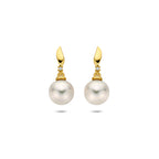 Ohrhänger Perle und Diamant 0.01ct (2x 0.005ct) h p 17 mm 14K Gelbgold