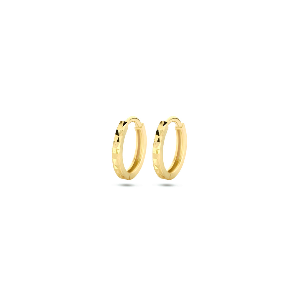 klapoorringen gediamanteerd 10,5 mm 14K geelgoud
