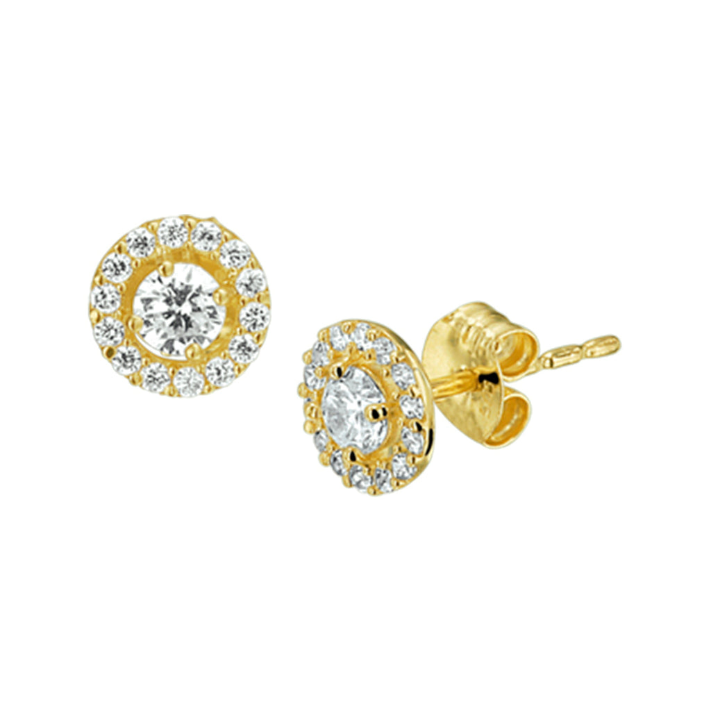 Ohrstecker Zirkonia Halo 14K Gelbgold