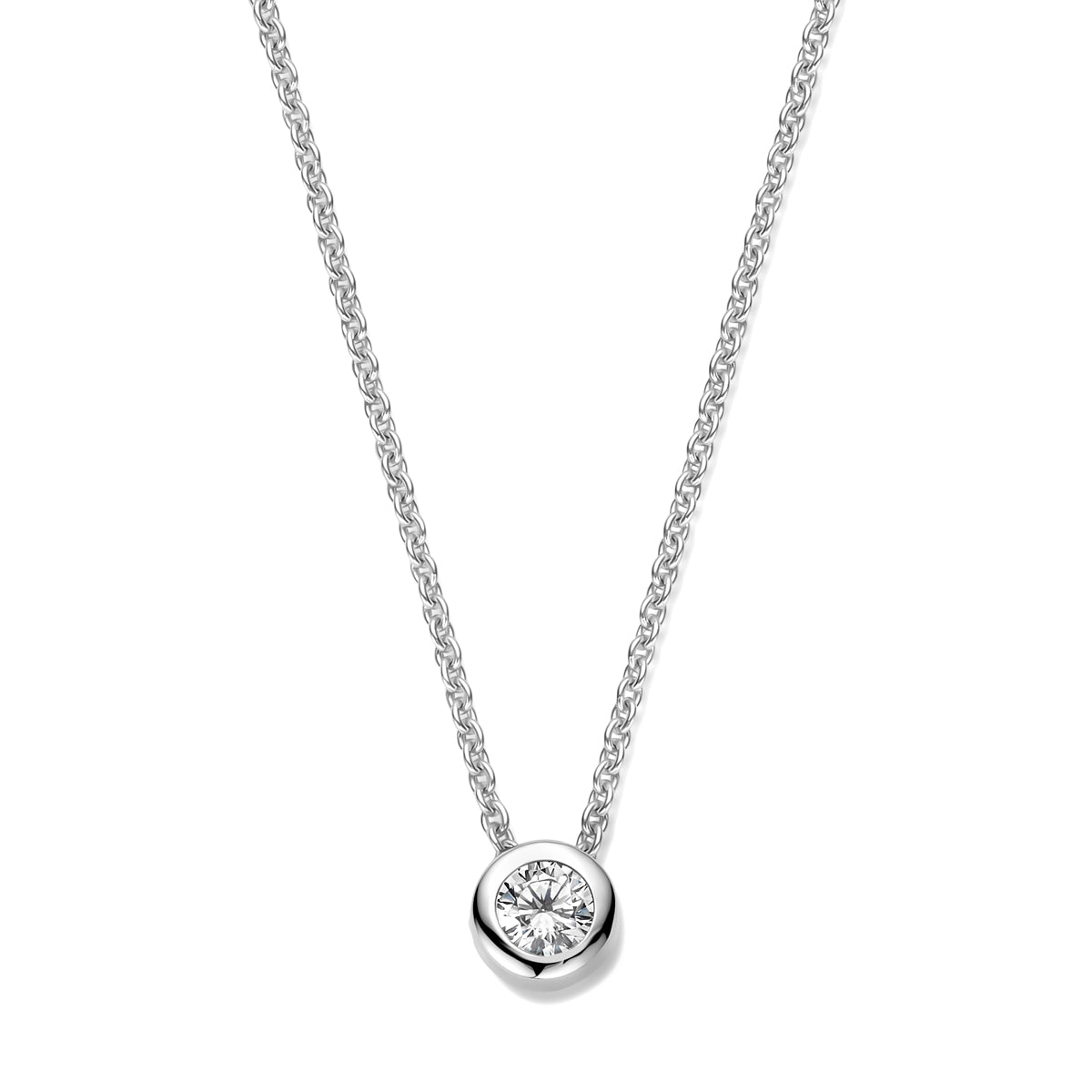 Halskette Zirkonia 41 + 4 cm Silber rhodiniert