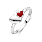 Ring Emaille Herz Silber rhodiniert