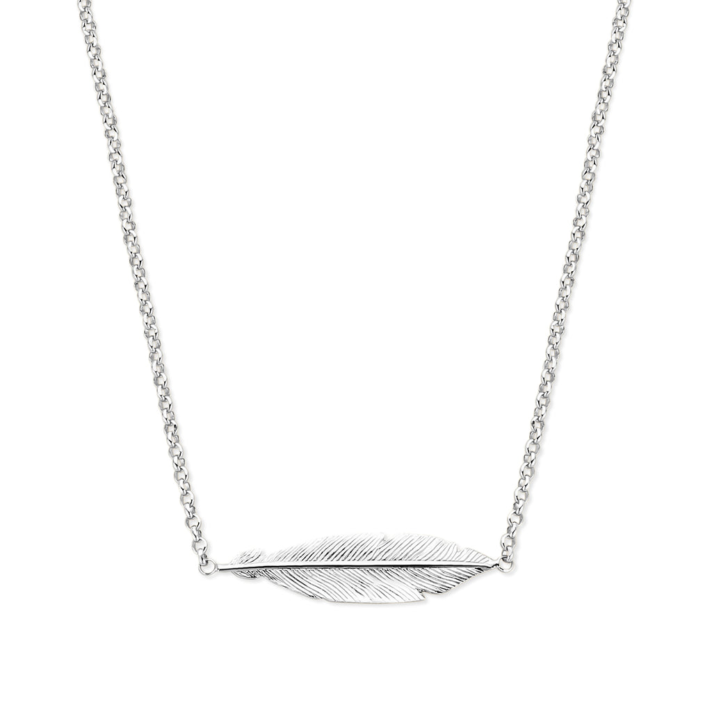 Halskette Feder 40,5 + 3 cm Silber rhodiniert