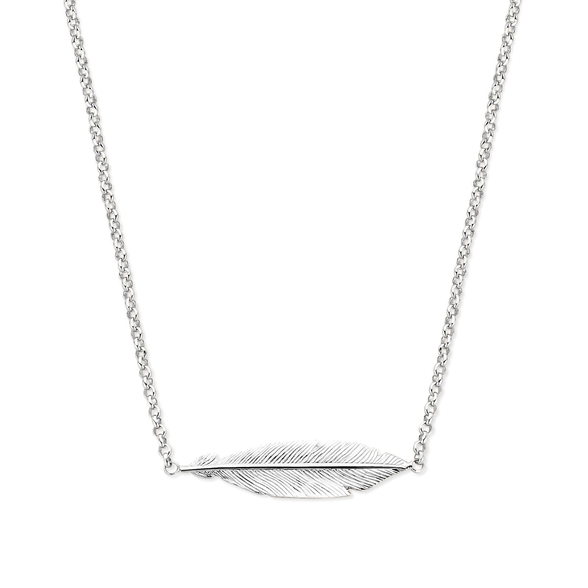Halskette Feder 40,5 + 3 cm Silber rhodiniert