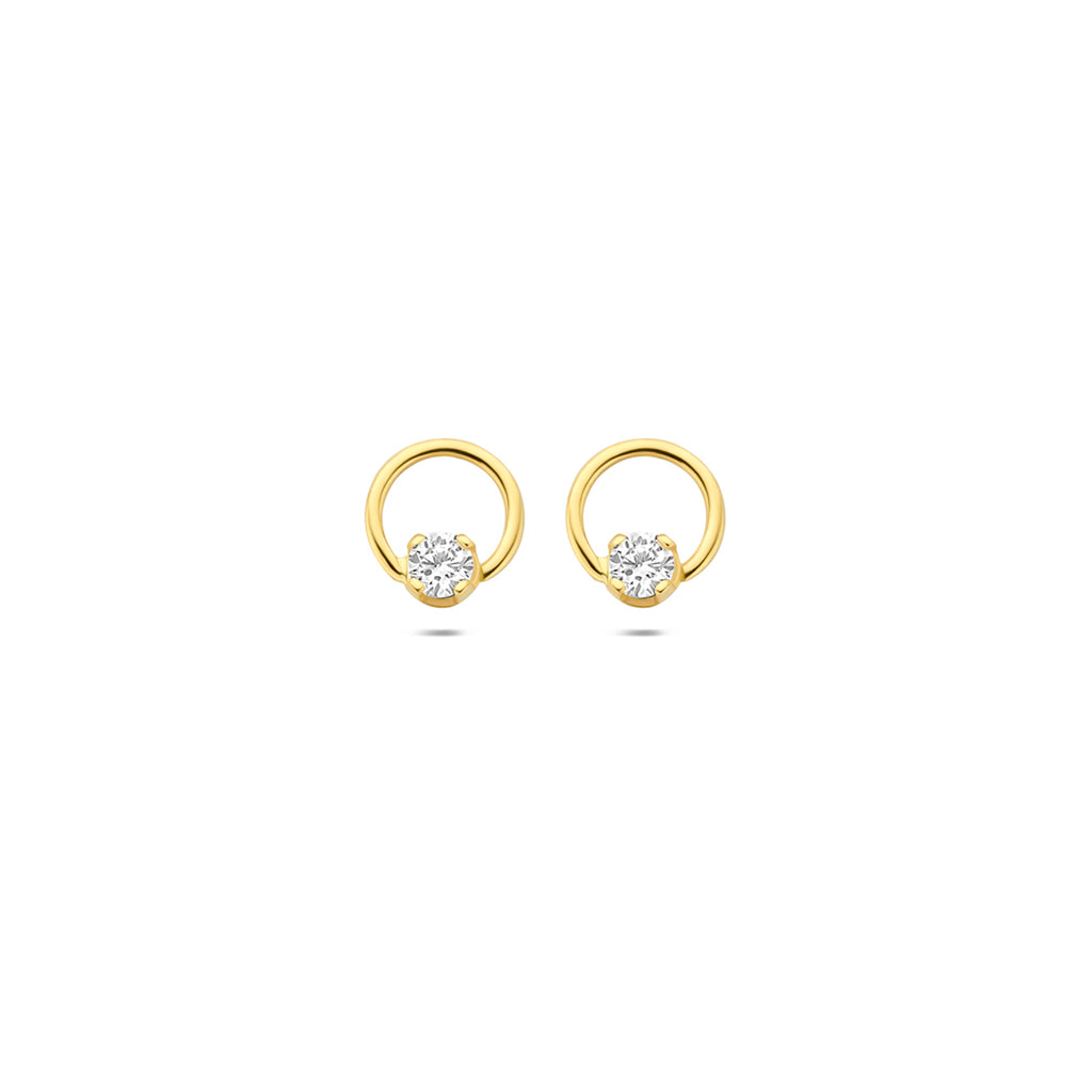 oorknoppen lab grown diamant 0.13ct (2x 0.065ct) f vs 6,5 mm 14K geelgoud