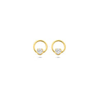oorknoppen lab grown diamant 0.13ct (2x 0.065ct) f vs 6,5 mm 14K geelgoud