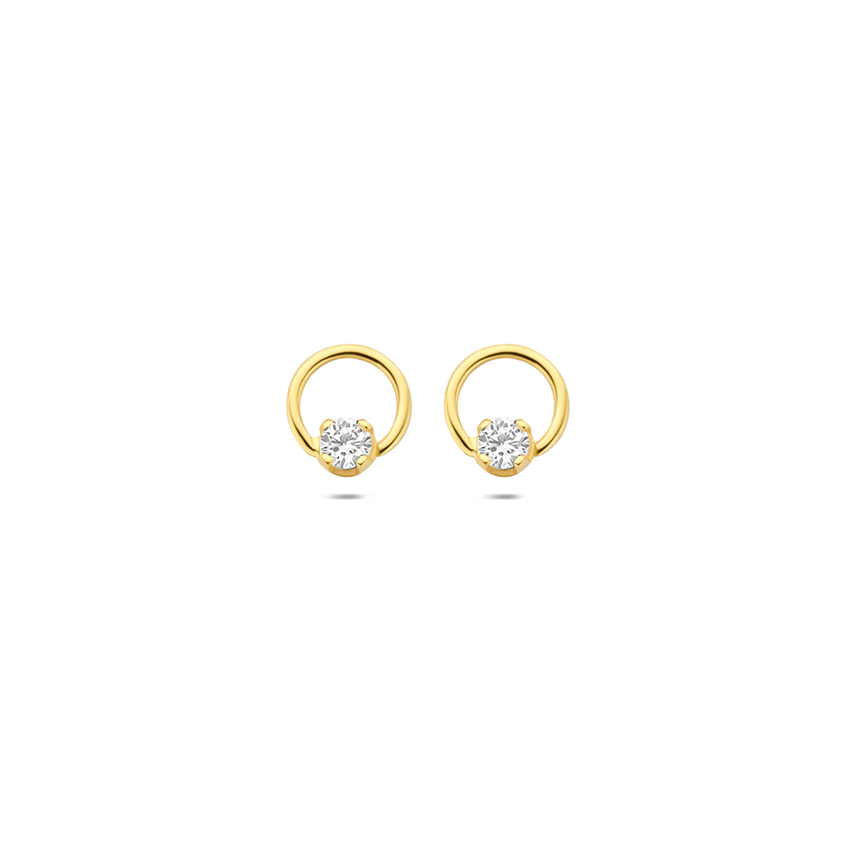 oorknoppen lab grown diamant 0.13ct (2x 0.065ct) f vs 6,5 mm 14K geelgoud