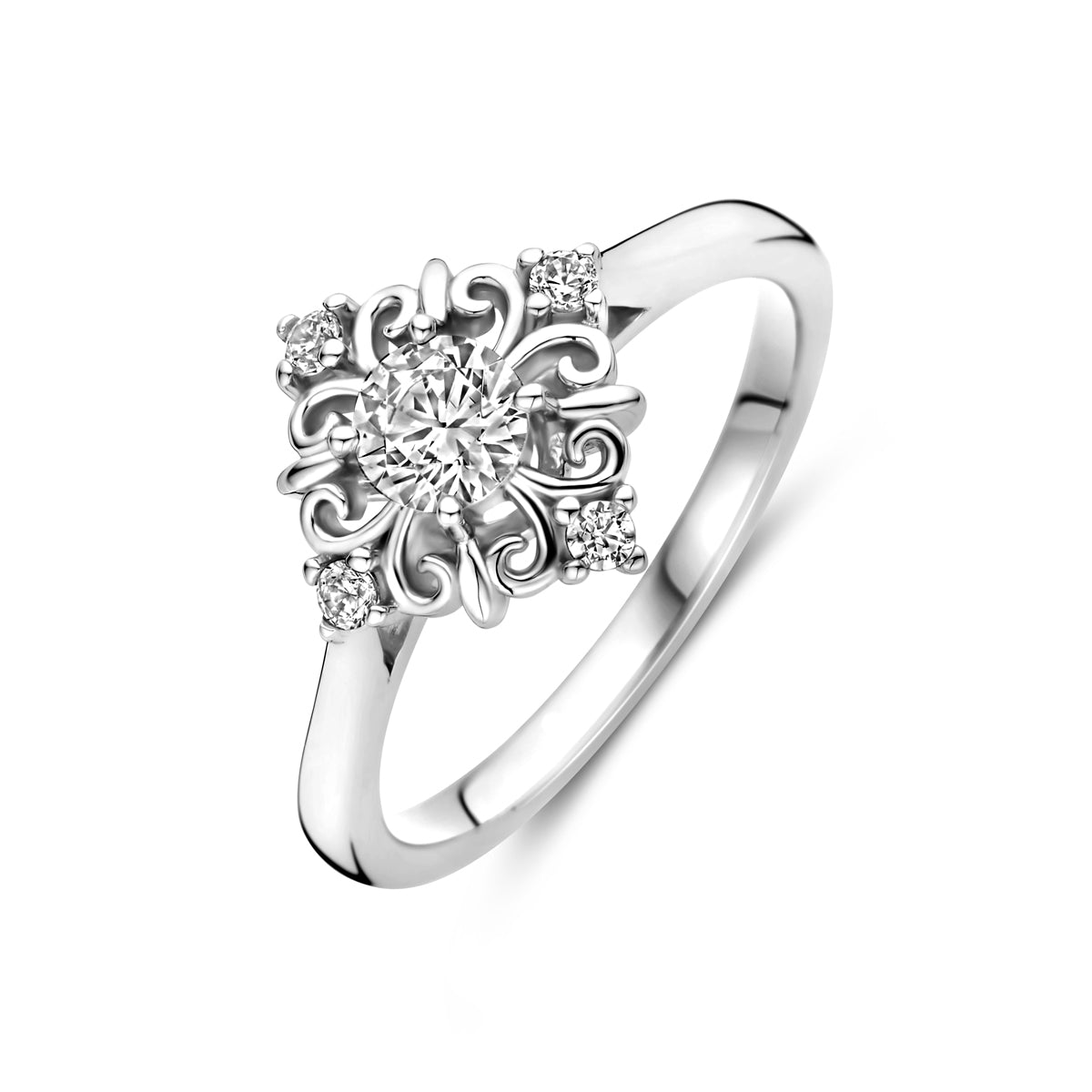 Ring filigran Zirkonia Silber rhodiniert
