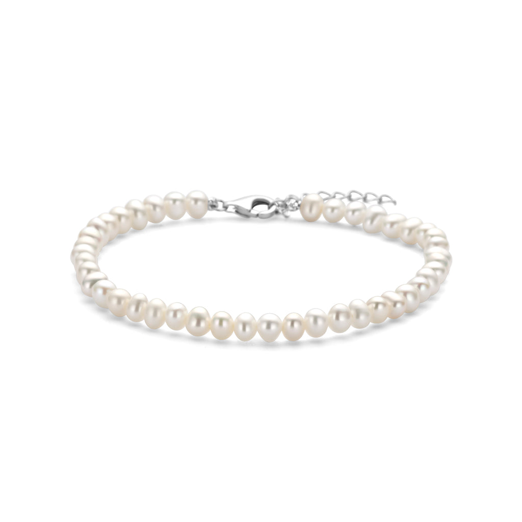 Armband Perlen 18 + 3 cm rhodiniertes Silber
