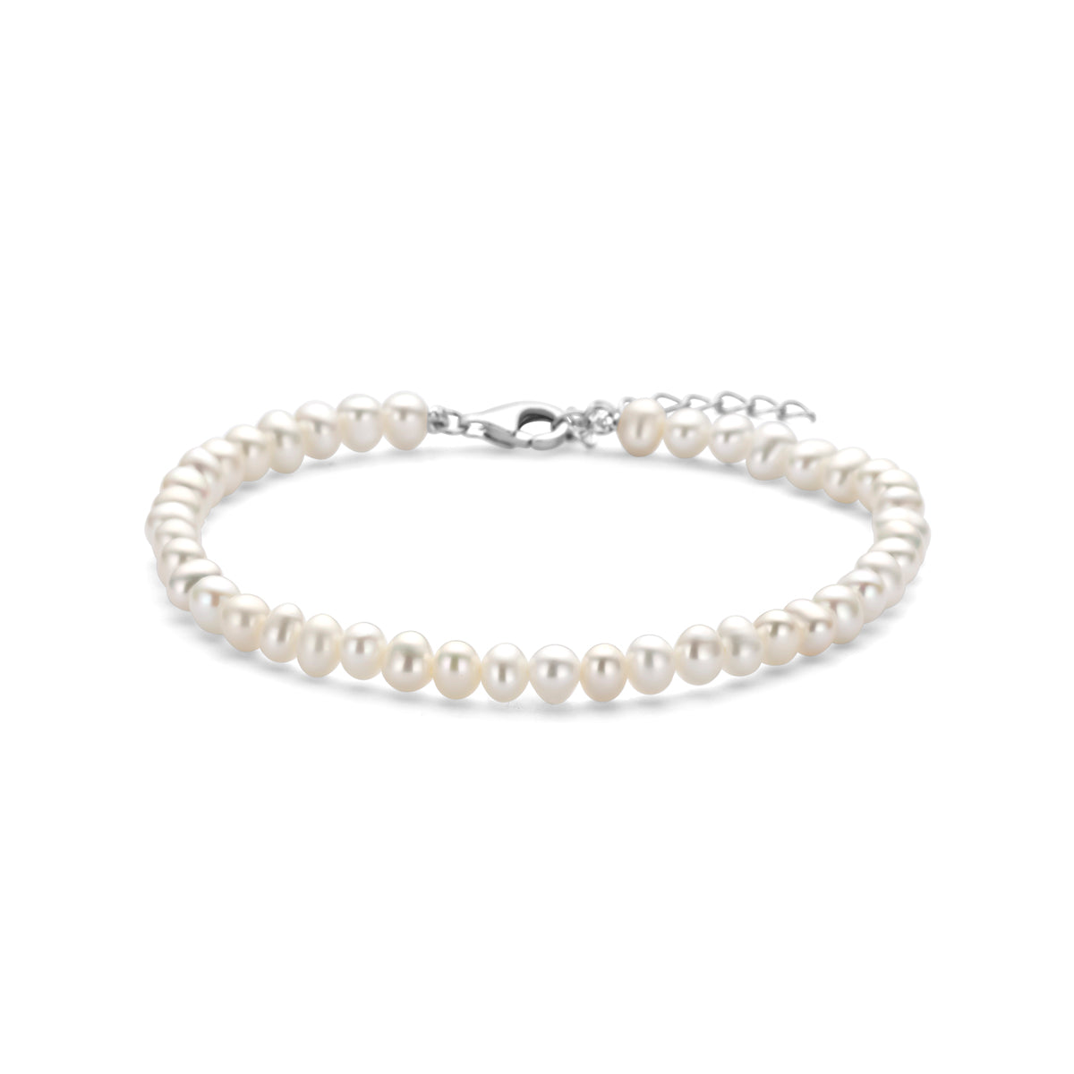 Armband Perlen 18 + 3 cm rhodiniertes Silber