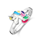 ring eenhoorn emaille zilver gerhodineerd