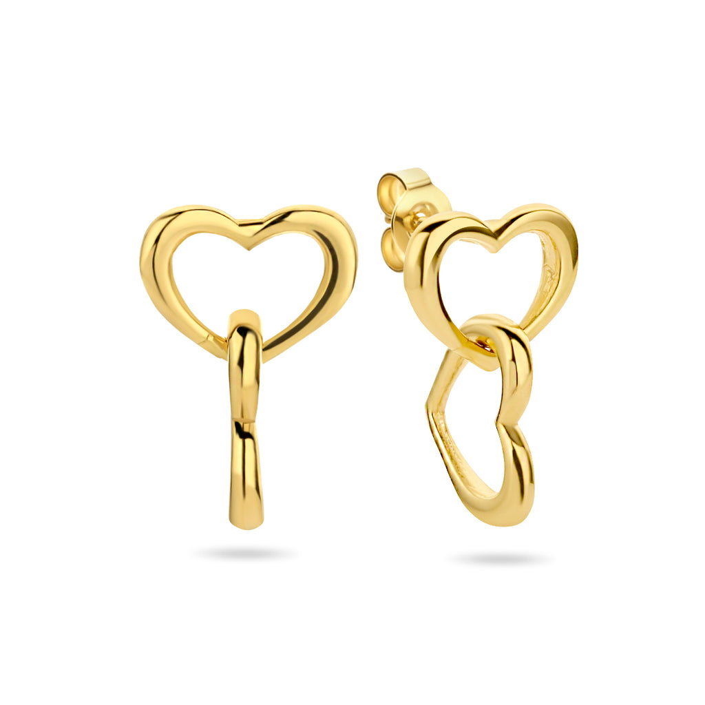oorhangers hartjes 13 mm 1 micron zilver verguld (geel)
