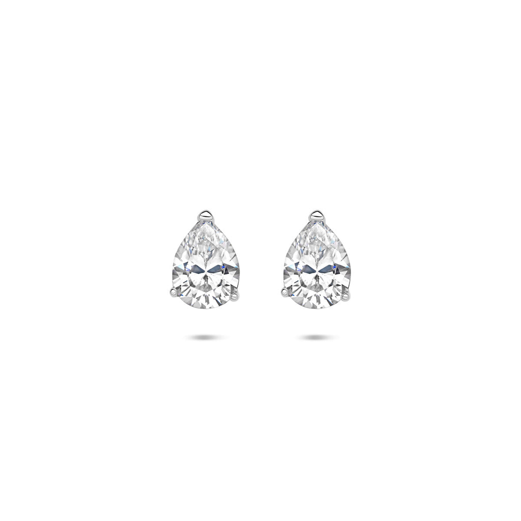 oorknoppen druppel zirkonia zilver gerhodineerd