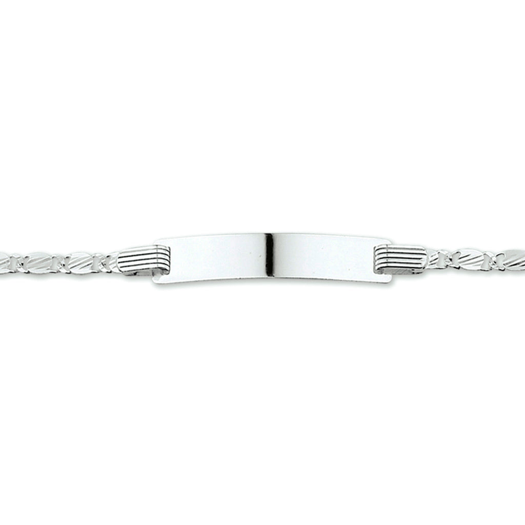 Gravurarmband Ankerplatte 5,0 mm 13 - 15 cm Silber weiß