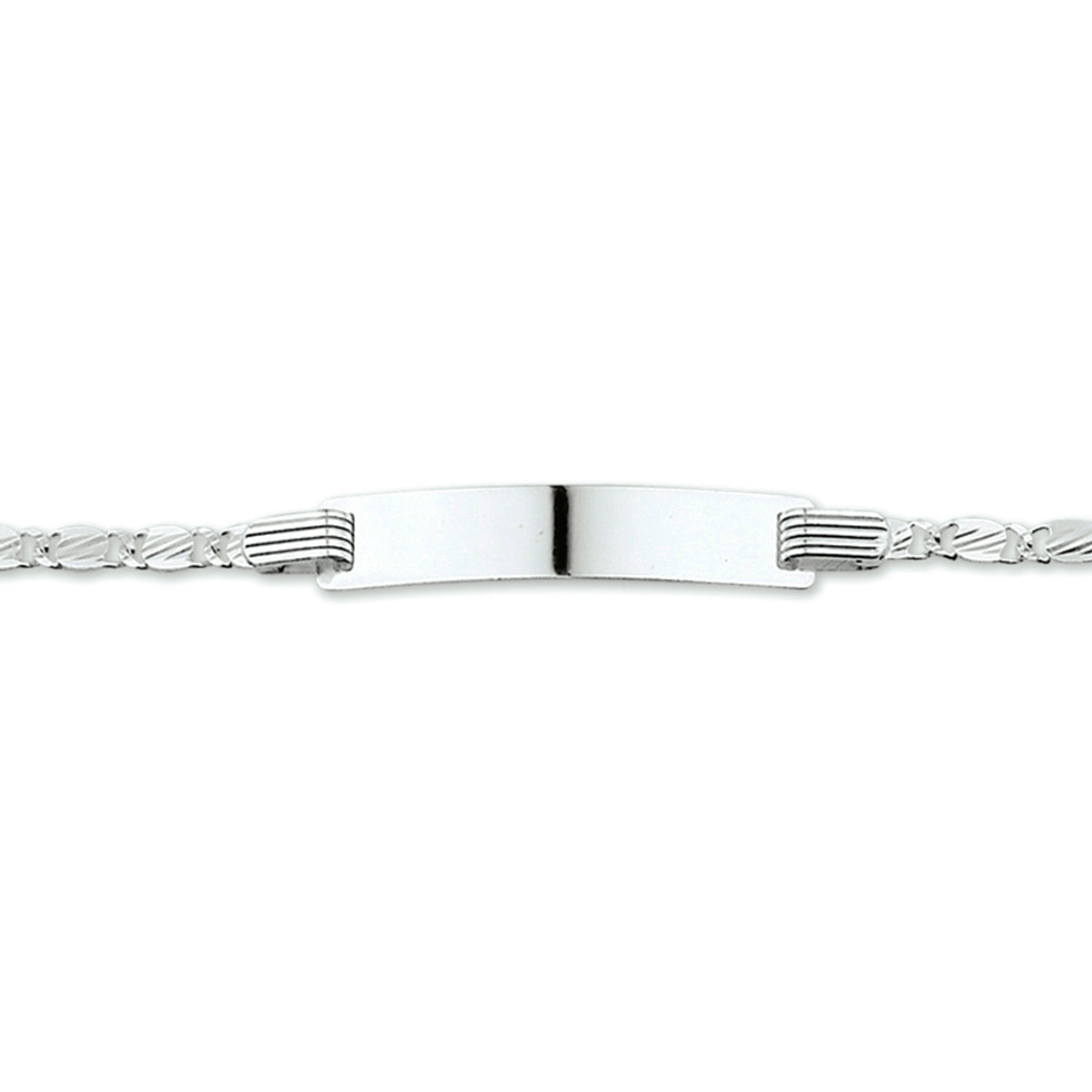 Gravurarmband Ankerplatte 5,0 mm 13 - 15 cm Silber weiß