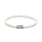 Armband Perle 3,8 mm 18,5 cm mit großem Federringverschluss rhodiniertem Silber