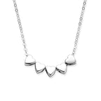 collier 5 hartjes 41 + 4 cm zilver gerhodineerd