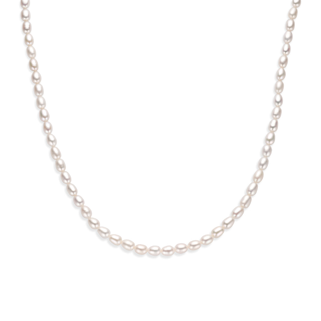 collier parels 41 + 4 cm zilver gerhodineerd