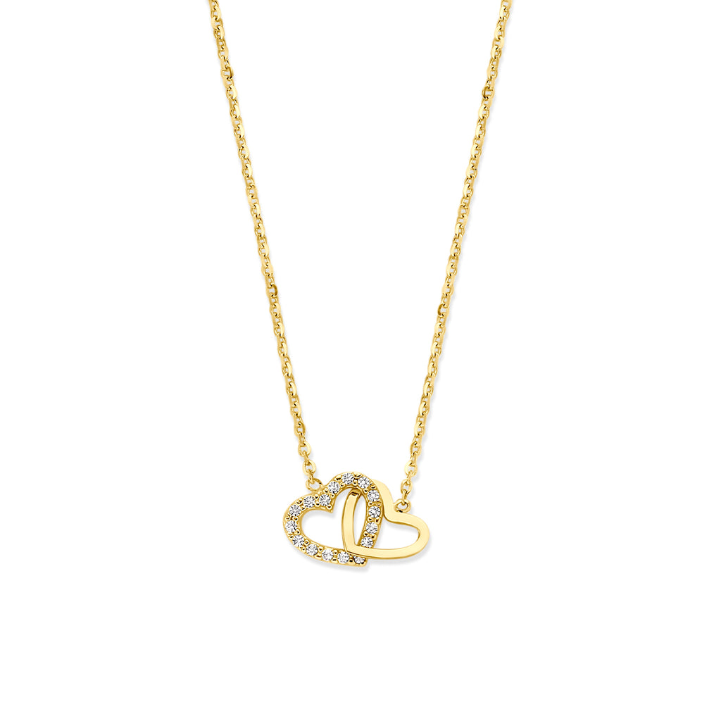 collier hartje zirkonia 40 - 42 - 44 cm 14K geelgoud