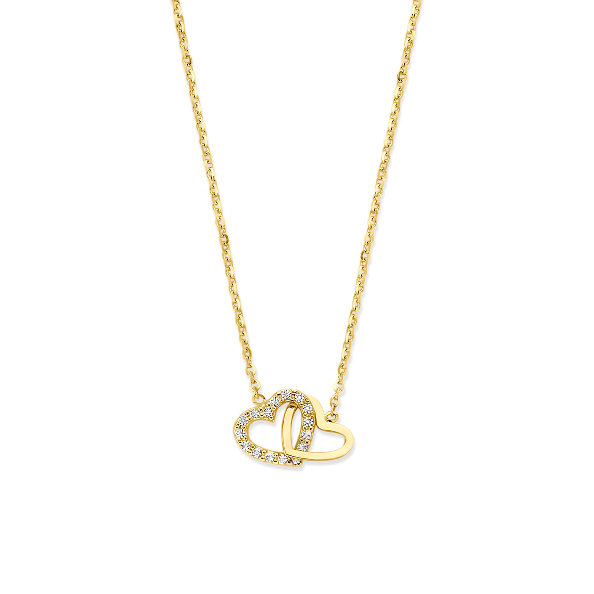 collier hartje zirkonia 40 - 42 - 44 cm 14K geelgoud
