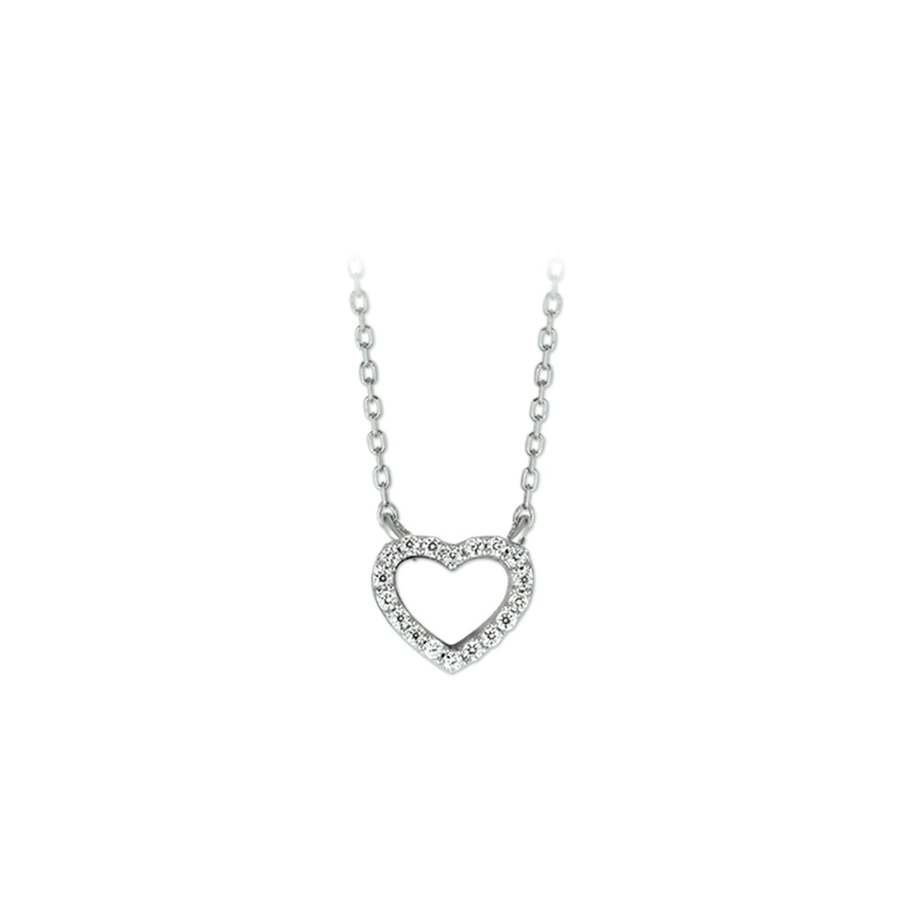 Halskette Herz Zirkonia 1,0 mm 40 + 4 cm Silber rhodiniert