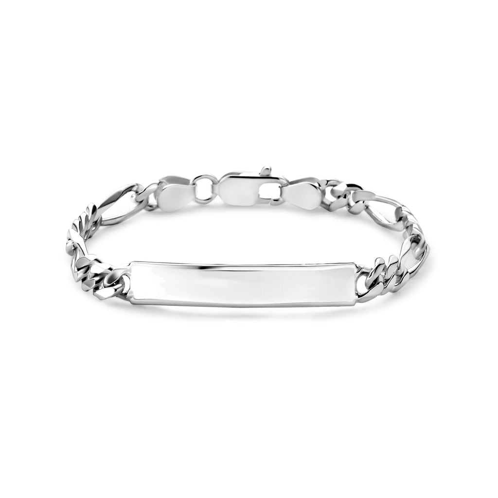 Gravurarmband Figaroplatte 8,0 mm silberweiß