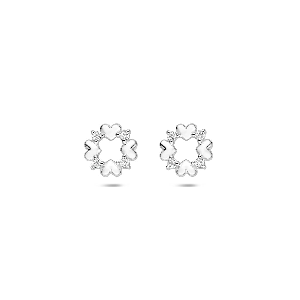 oorknoppen hartjes zirkonia 8 mm zilver gerhodineerd