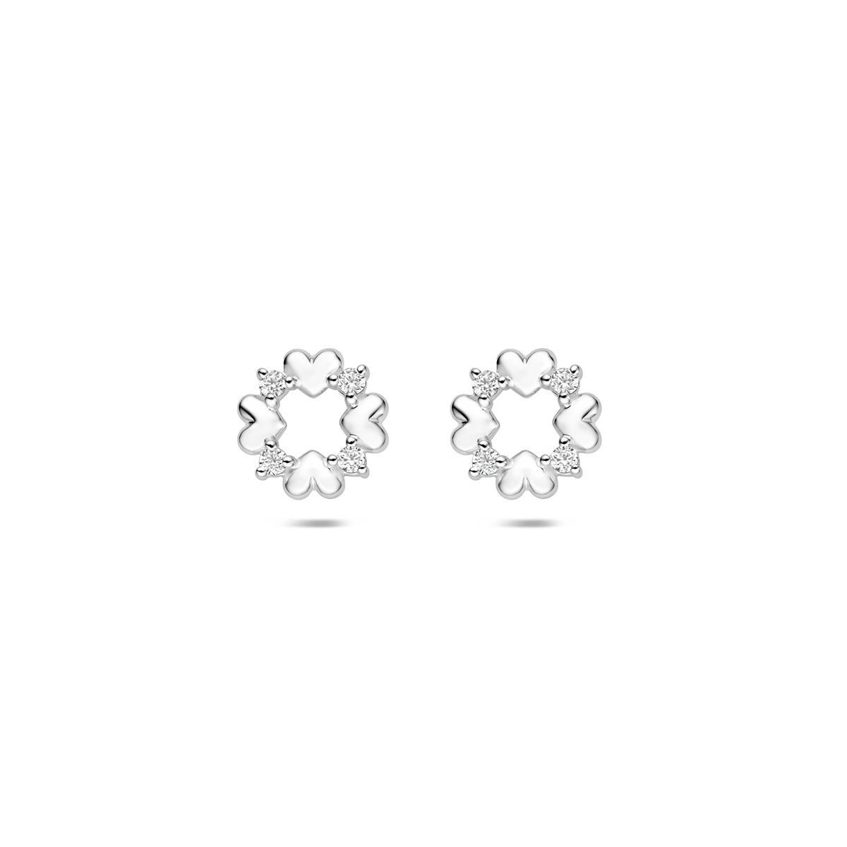 oorknoppen hartjes zirkonia 8 mm zilver gerhodineerd