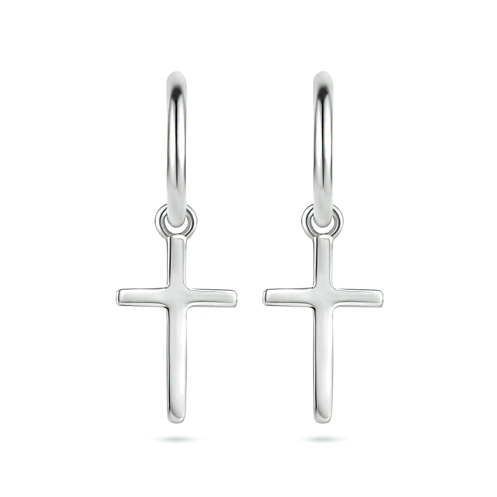 Kreuz-Ohrringe aus rhodiniertem Silber