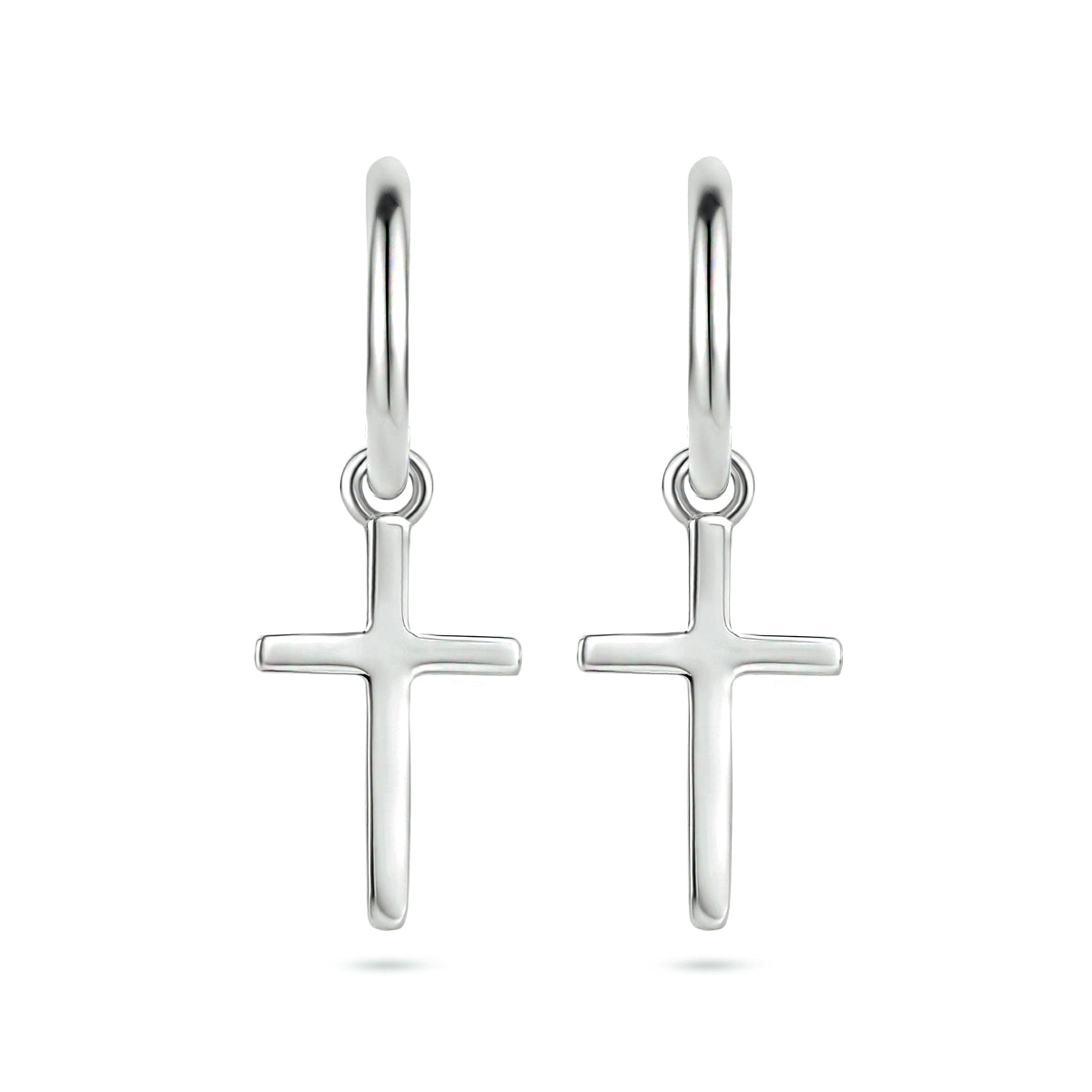 Kreuz-Ohrringe aus rhodiniertem Silber