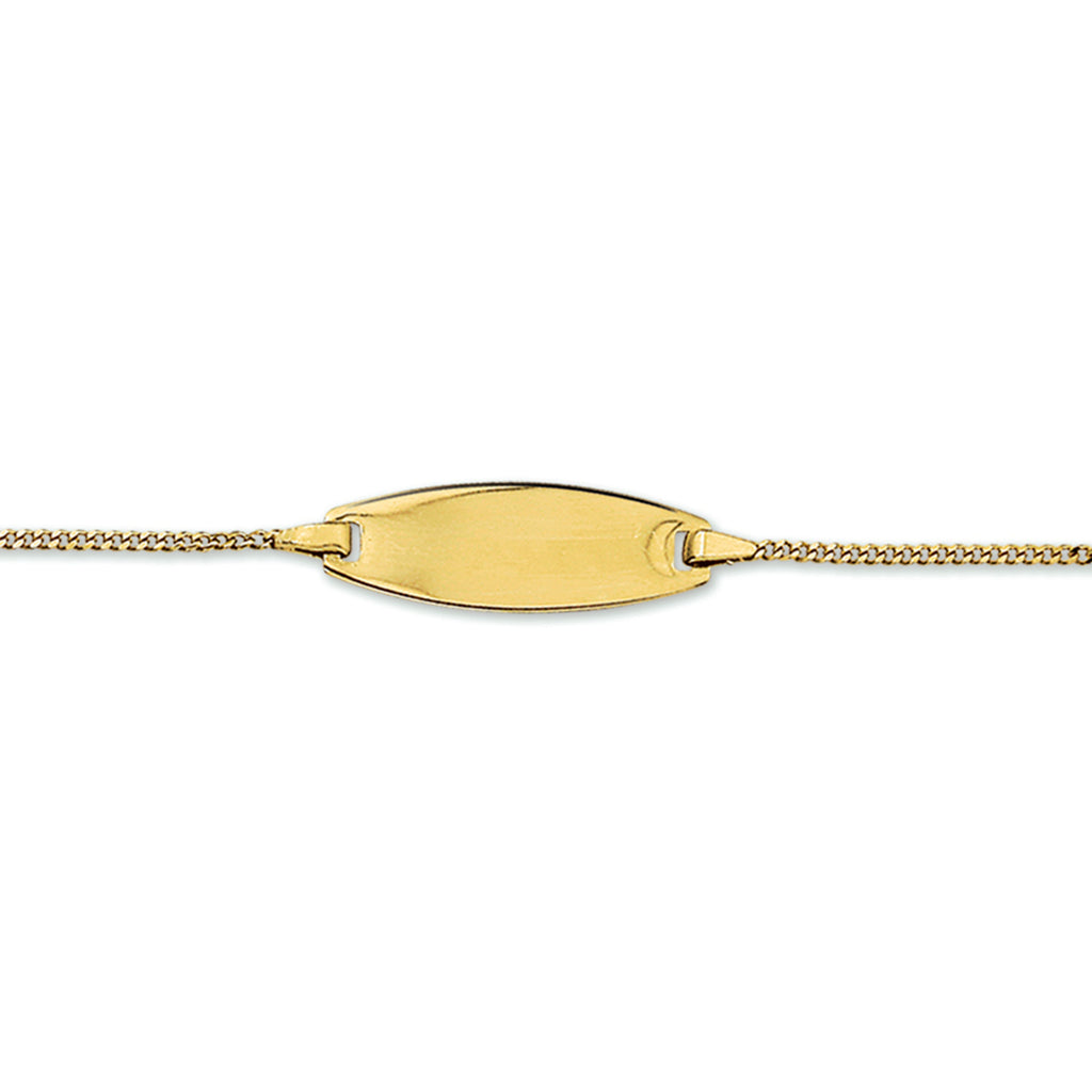 Gravurarmband Gourmet-Kette 4 Seiten geschliffene Platte 7,5 mm 14K Gelbgold