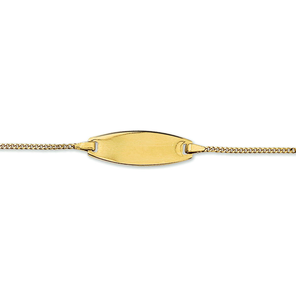 Gravurarmband Gourmet-Kette 4 Seiten geschliffene Platte 7,5 mm 14K Gelbgold